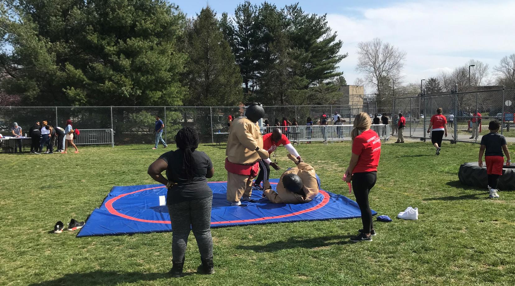 Sumo wrestling was one of the world activities that took place during the Spring Fling Carnival.