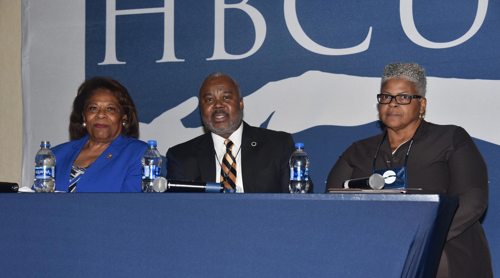 Three HBCU presidents -- (l-r) Delaware State University's Dr. Wilma Mishoe, Alabama State University's Dr. Quinton T. Ross Jr., and Lincoln (Pa.) University's Dr. Brenda Allen -- shared their thoughts from the top on the fundraising challenges facing HBCUs and the role of institutional advancement professionals in overcoming them.