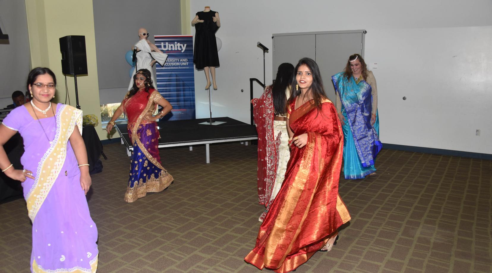 <p>A group of East Indian women performed a dance and fashion presentation during the 2019 Unity Day events in the MLK Jr. Student Center.</p>