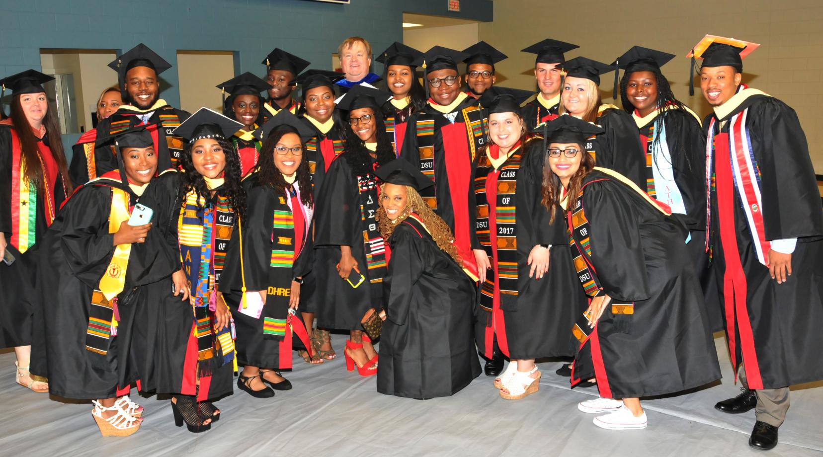 A group of College of Agriculture and Related Sciences students and Ag and Natural Resources Chair Dr. Richard A. Barczewski celebrate the undergraduates' completion of their degrees.