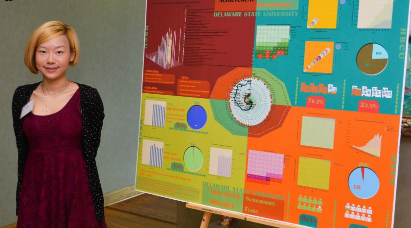 <p>Student presenting at the Research Day event</p>